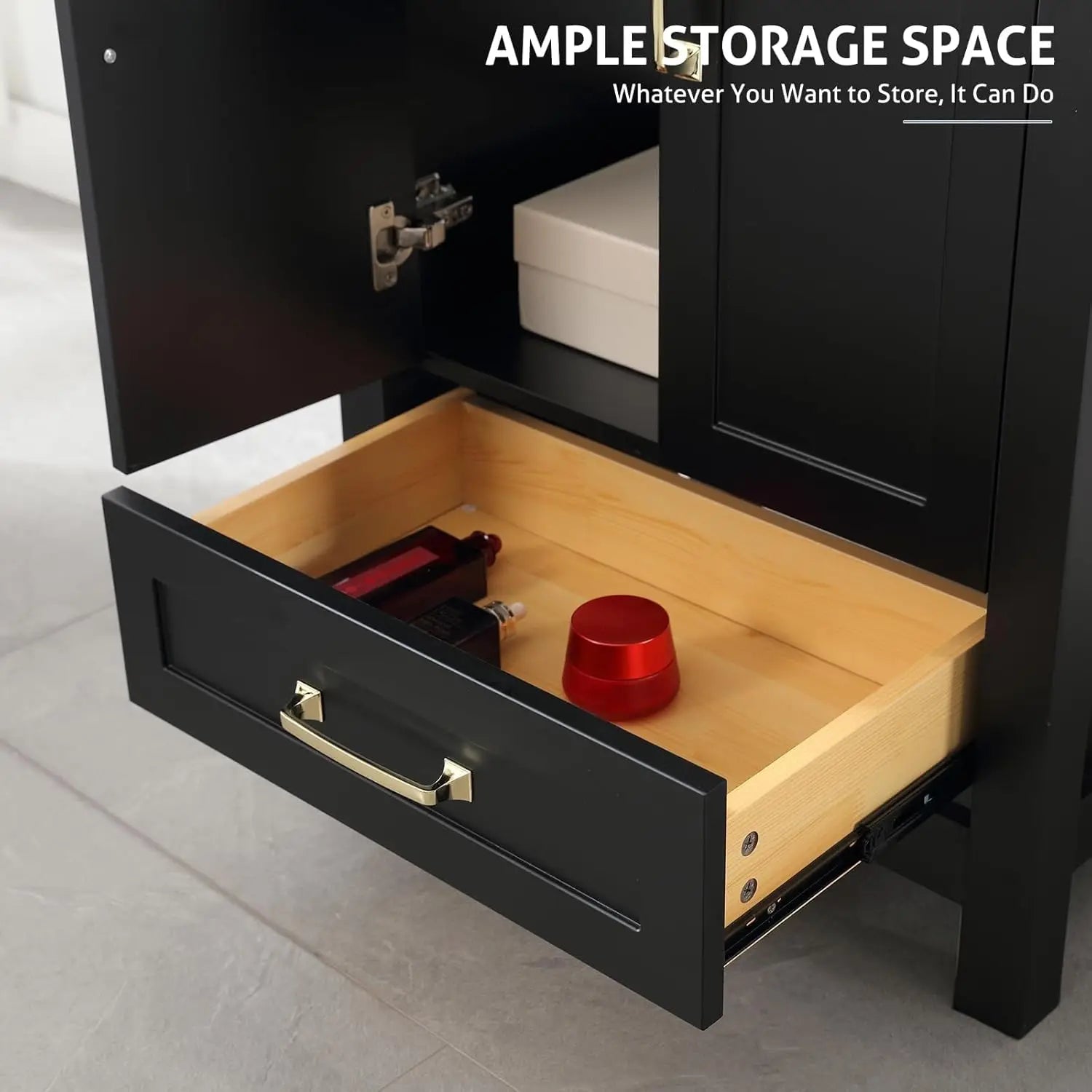 24in Black Bathroom Vanity Combo w/Undermount Sink,Matte Black Faucet,Wood Cabinet,Customized