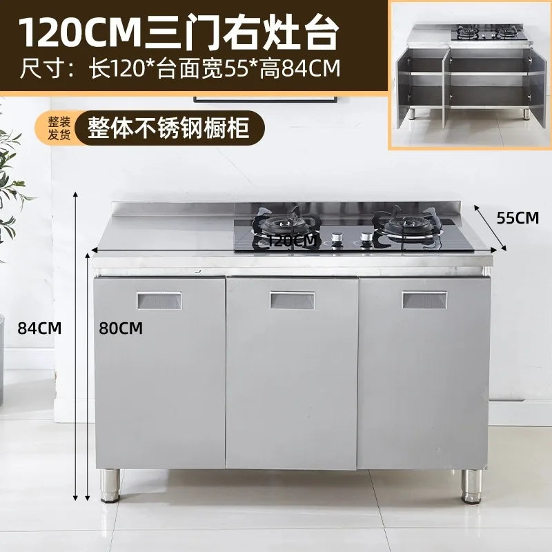 304 stainless steel kitchen cabinets integrated forming countertop thickened storage cupboard