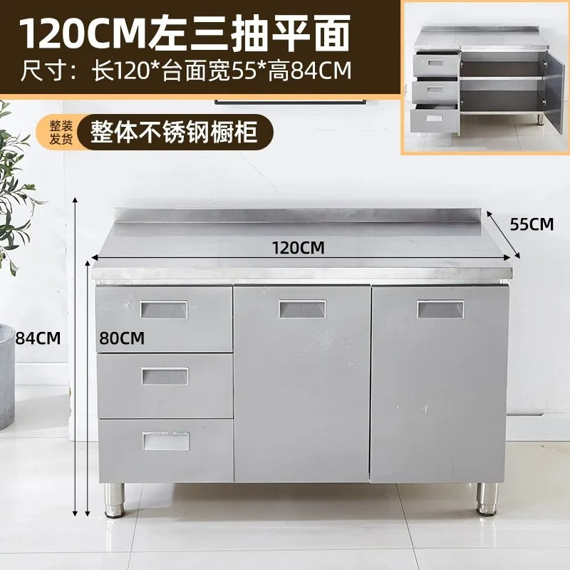 304 stainless steel kitchen cabinets integrated forming countertop thickened storage cupboard