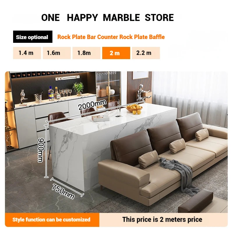 Any Size Custom Natural Marble Kitchen Island Storage Cabinet Waterproof Breakfast Bar Modern Home Kitchen Stone Counter Top