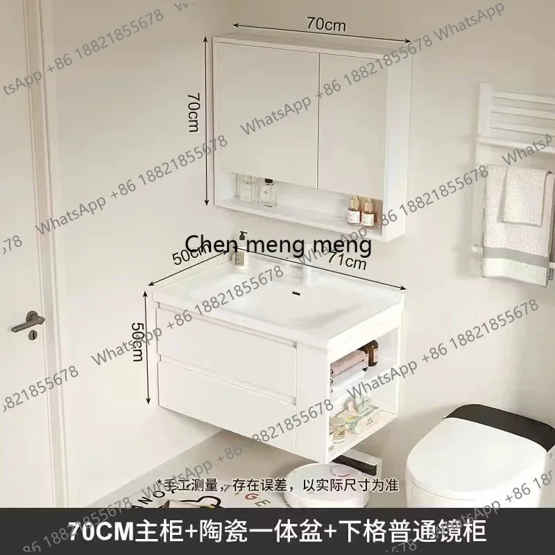 A53 Floating Bathroom Vanity with Ceramic Integrated Sink Combo, Wall Mounted Storage Cabinet with 2 Drawers Faucet & Pop Up Dra