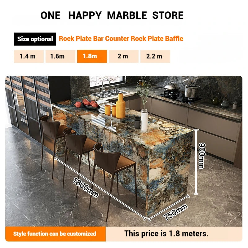 Any Size Custom Natural Marble Kitchen Island Storage Cabinet Waterproof Breakfast Bar Modern Home Kitchen Stone Counter Top