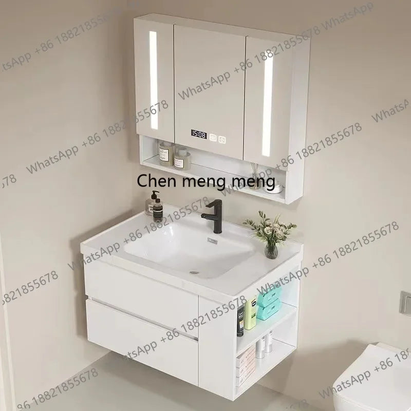 A53 Floating Bathroom Vanity with Ceramic Integrated Sink Combo, Wall Mounted Storage Cabinet with 2 Drawers Faucet & Pop Up Dra