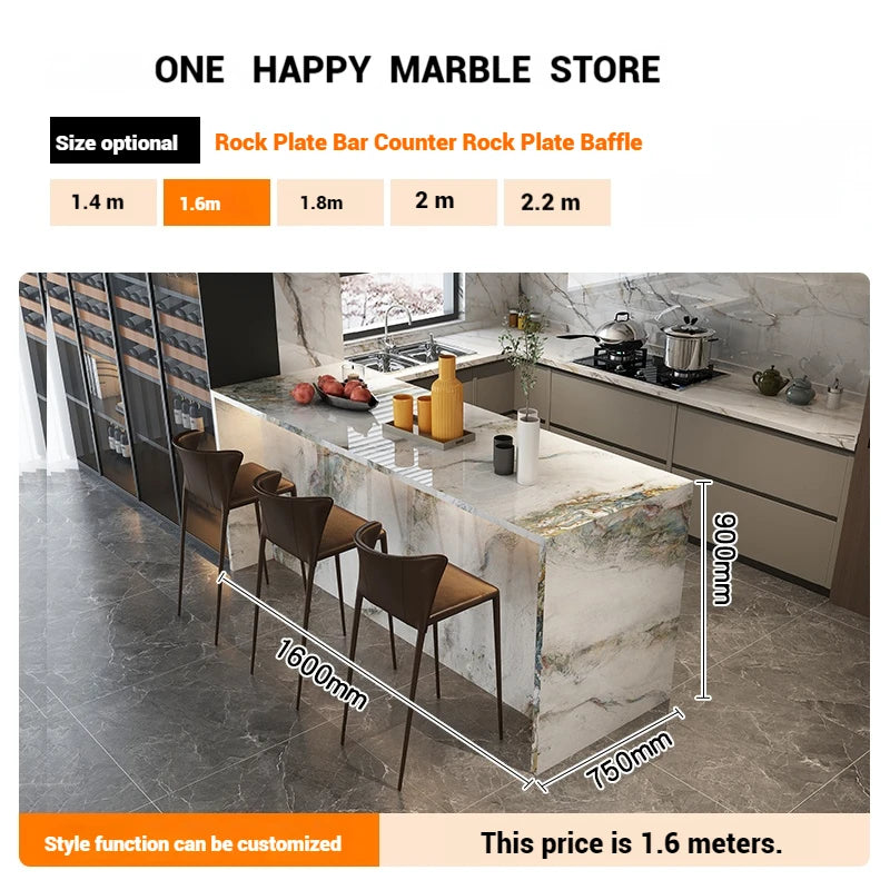 Any Size Custom Natural Marble Kitchen Island Storage Cabinet Waterproof Breakfast Bar Modern Home Kitchen Stone Counter Top
