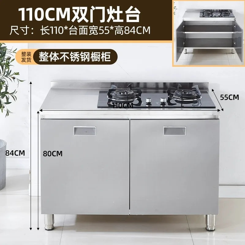 304 stainless steel kitchen cabinets integrated forming countertop thickened storage cupboard