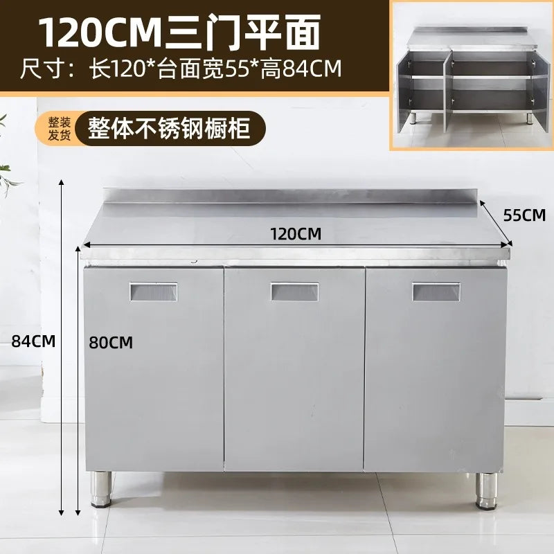 304 stainless steel kitchen cabinets integrated forming countertop thickened storage cupboard