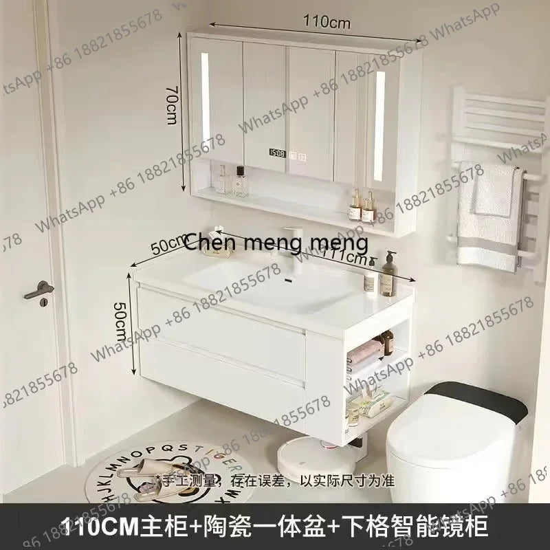 A53 Floating Bathroom Vanity with Ceramic Integrated Sink Combo, Wall Mounted Storage Cabinet with 2 Drawers Faucet & Pop Up Dra