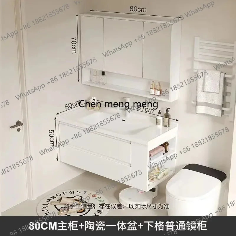 A53 Floating Bathroom Vanity with Ceramic Integrated Sink Combo, Wall Mounted Storage Cabinet with 2 Drawers Faucet & Pop Up Dra