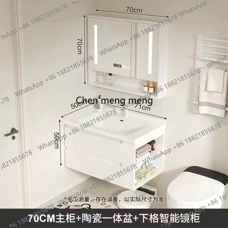 A53 Floating Bathroom Vanity with Ceramic Integrated Sink Combo, Wall Mounted Storage Cabinet with 2 Drawers Faucet & Pop Up Dra