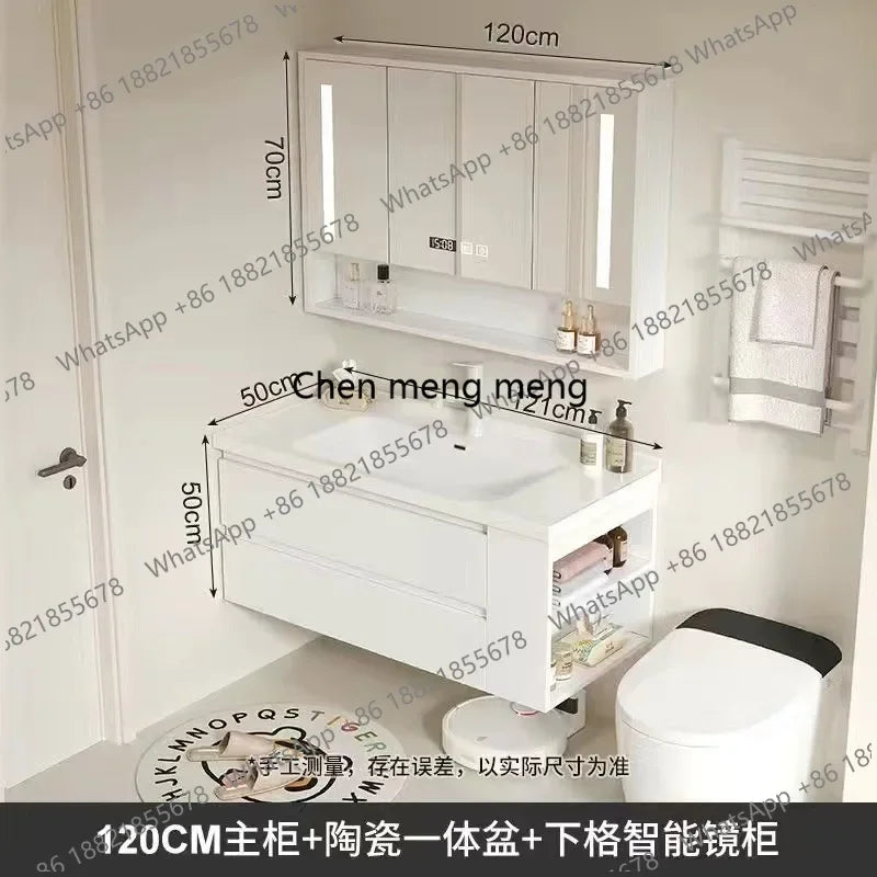 A53 Floating Bathroom Vanity with Ceramic Integrated Sink Combo, Wall Mounted Storage Cabinet with 2 Drawers Faucet & Pop Up Dra
