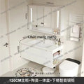 A53 Floating Bathroom Vanity with Ceramic Integrated Sink Combo, Wall Mounted Storage Cabinet with 2 Drawers Faucet & Pop Up Dra
