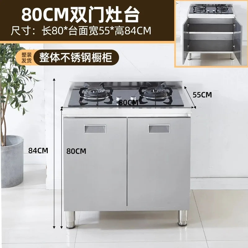 304 stainless steel kitchen cabinets integrated forming countertop thickened storage cupboard