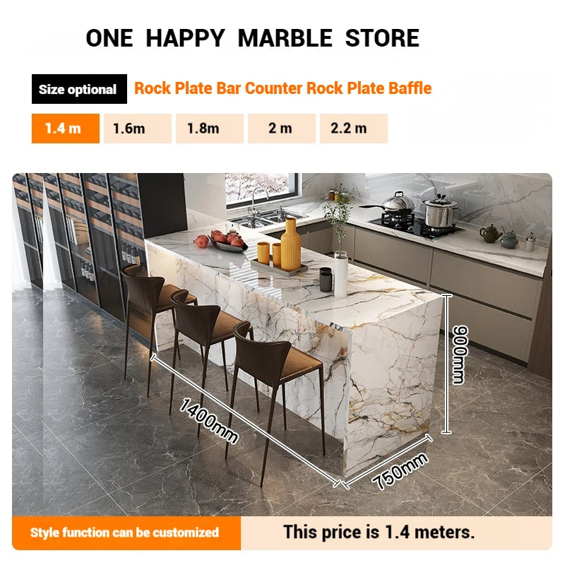Any Size Custom Natural Marble Kitchen Island Storage Cabinet Waterproof Breakfast Bar Modern Home Kitchen Stone Counter Top