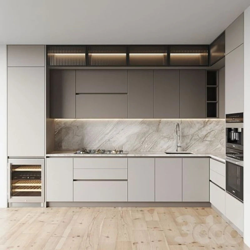 Custom Kitchen Cabinets Modern Pantry Dark Solid Real Wood Customizable Kitchen Furniture Cabinet Units Worktop