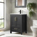 24in Black Bathroom Vanity Combo w/Undermount Sink,Matte Black Faucet,Wood Cabinet,Customized