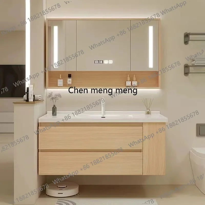 A53 Floating Bathroom Vanity with Ceramic Integrated Sink Combo, Wall Mounted Storage Cabinet with 2 Drawers Faucet & Pop Up Dra