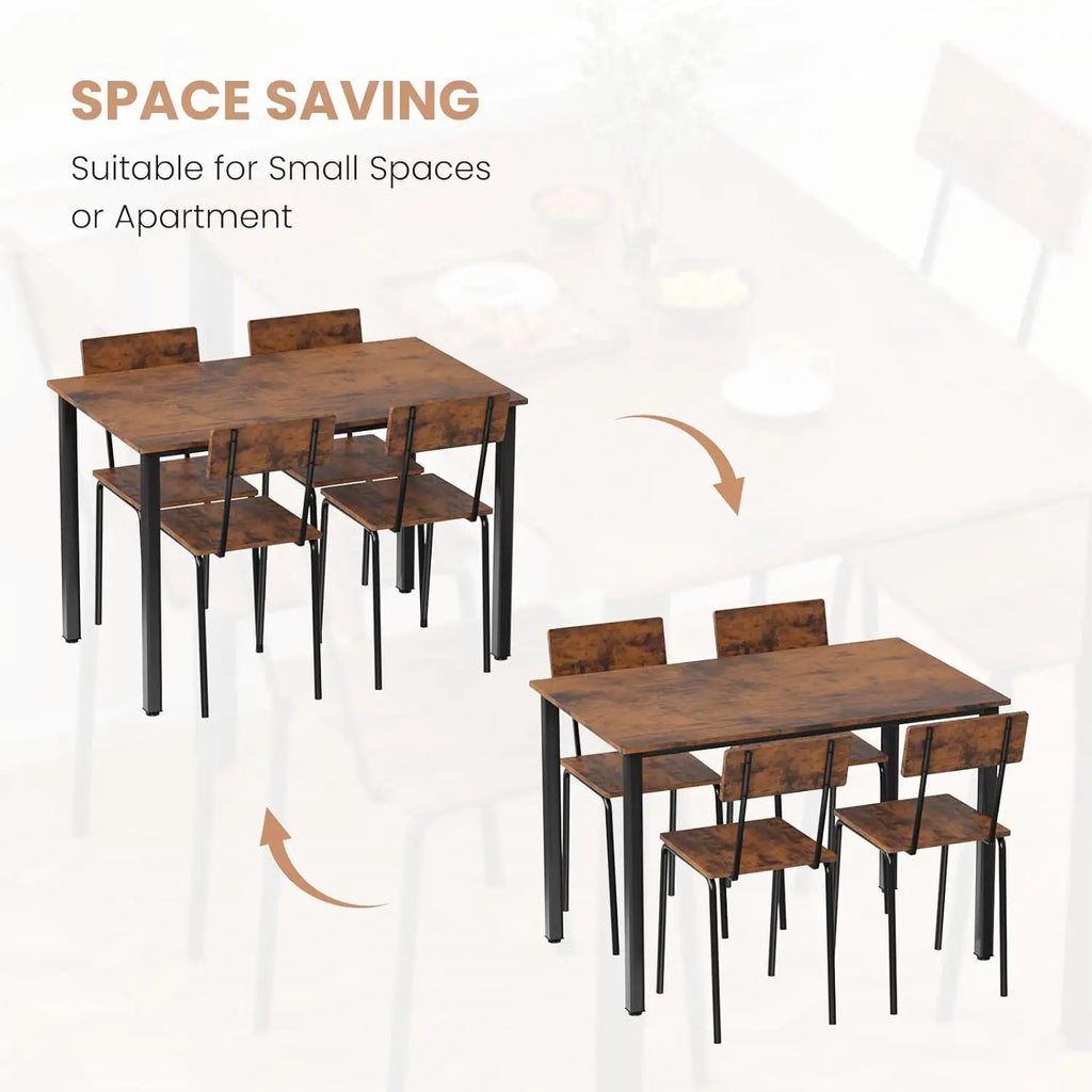 5-Piece Dining Table Set for 4, Reinforced Base Kitchen Furniture Compact for Small Space Apartment, Customized
