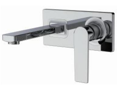 Chrome bathroom faucet on a white background